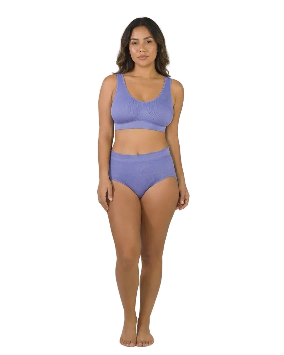 3 Pack Ribbed Seamless Brief with Lace Trim