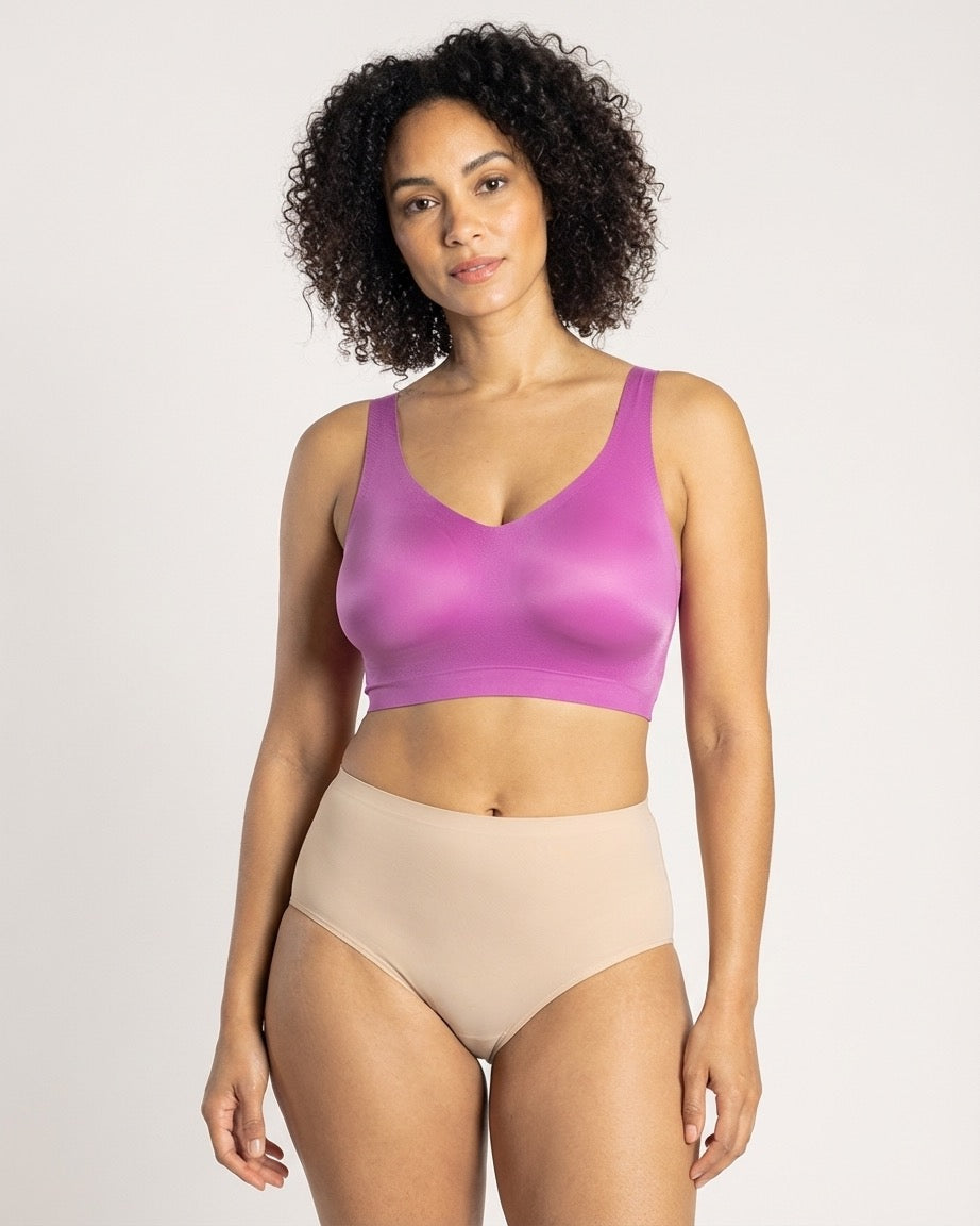 Brushed V-Neck Bra with Removable Pads