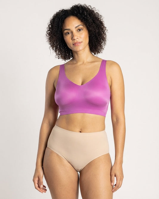 Brushed V-Neck Bra with Removable Pads