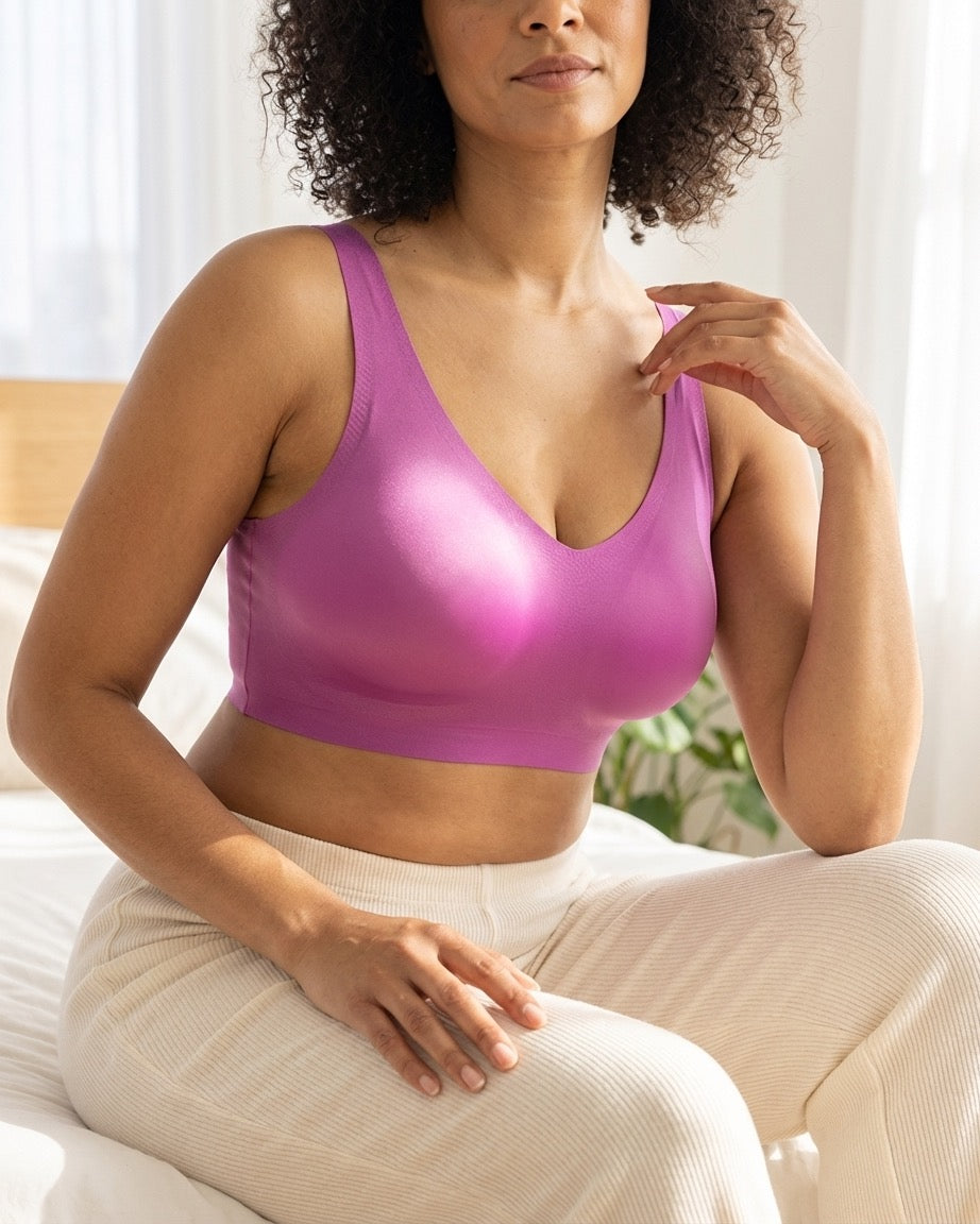 Brushed V-Neck Bra with Removable Pads