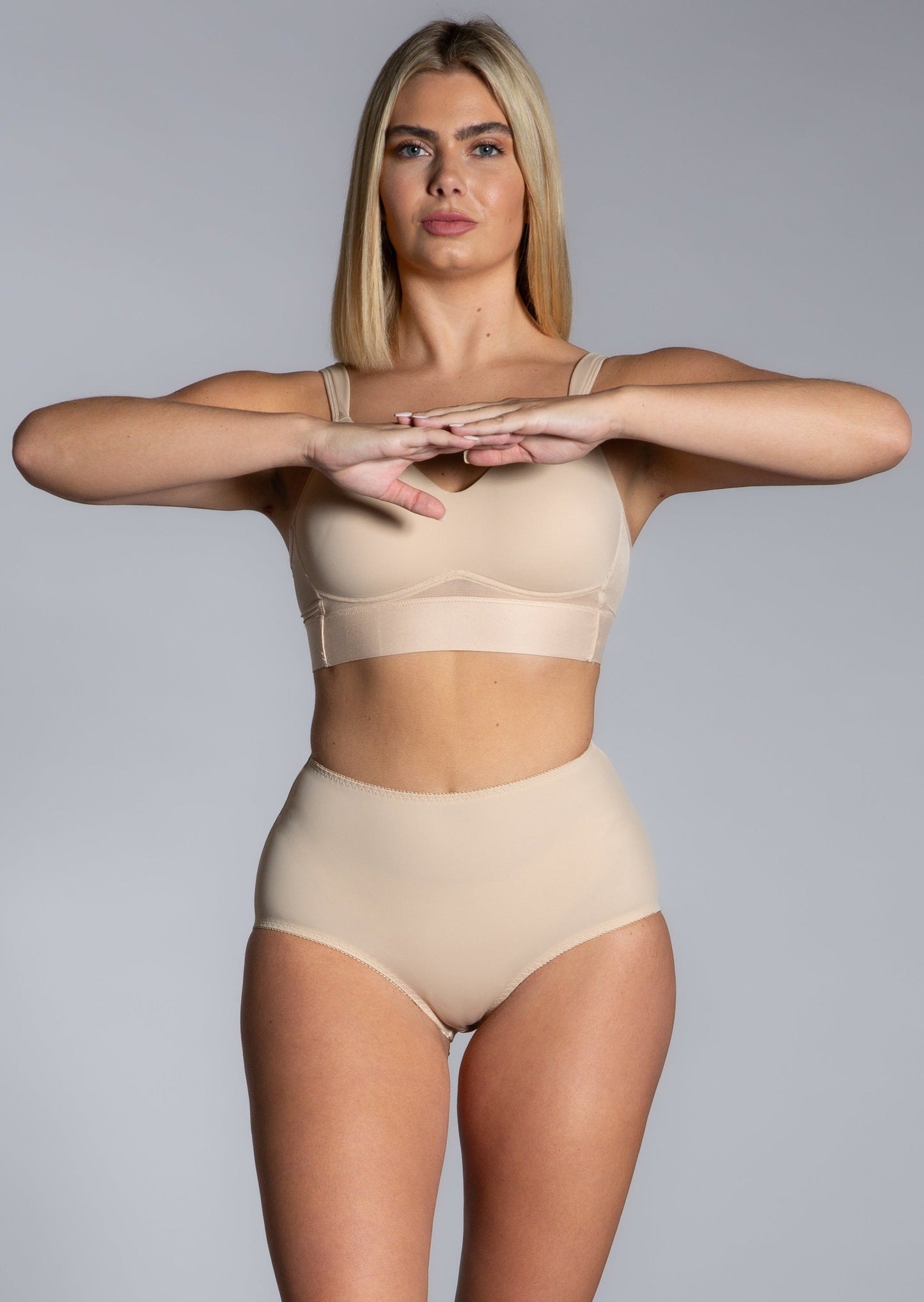 Style 4113-Full Coverage Brief Panty - Beige Front