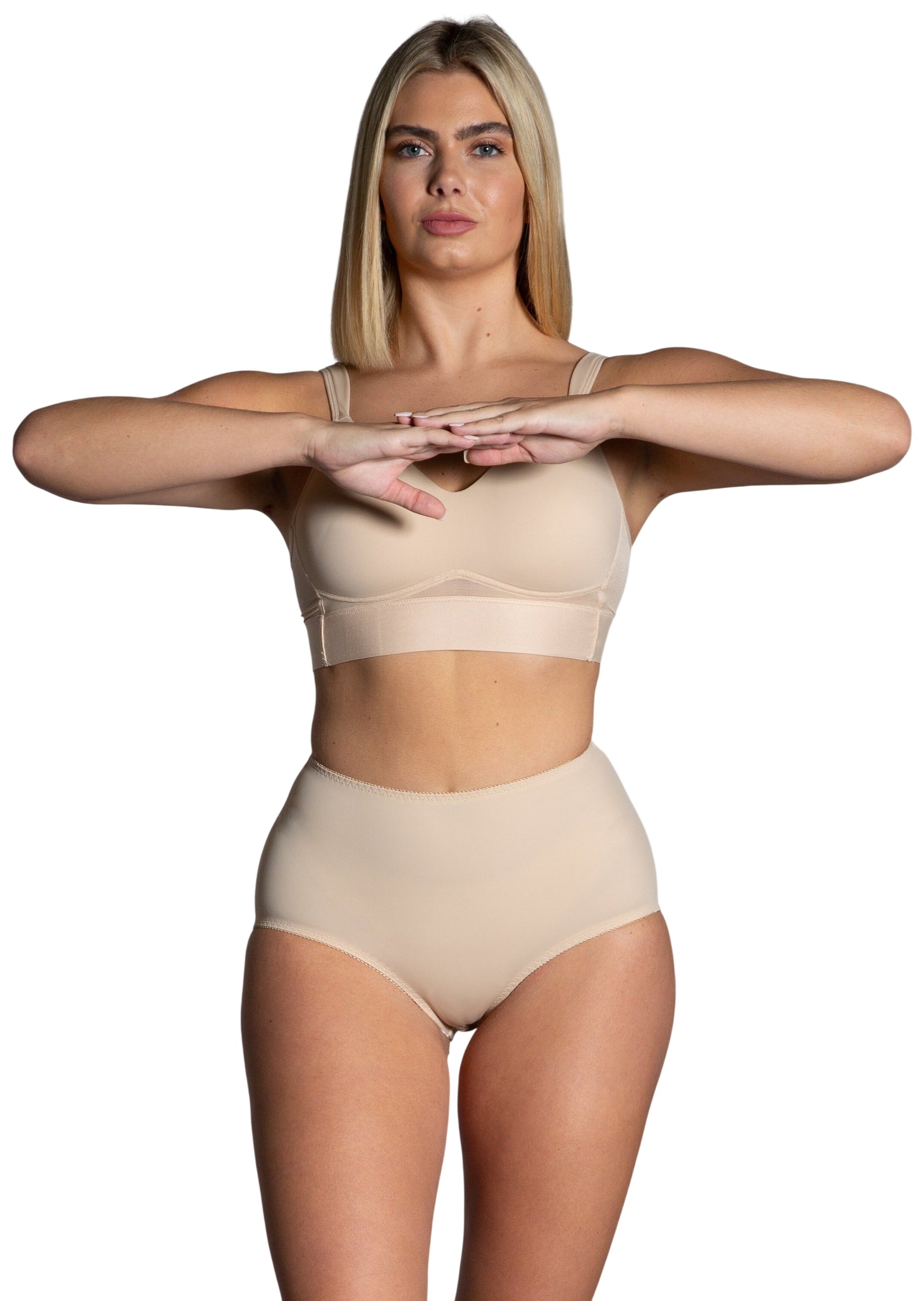 Style 4113-Full Coverage Brief Panty - Beige Front