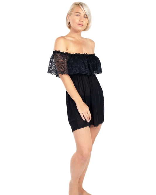 Up All Night Off The Shoulder Nightie and Panty Set
