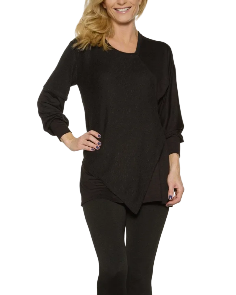 7689 Asymmetrical mixed media top front