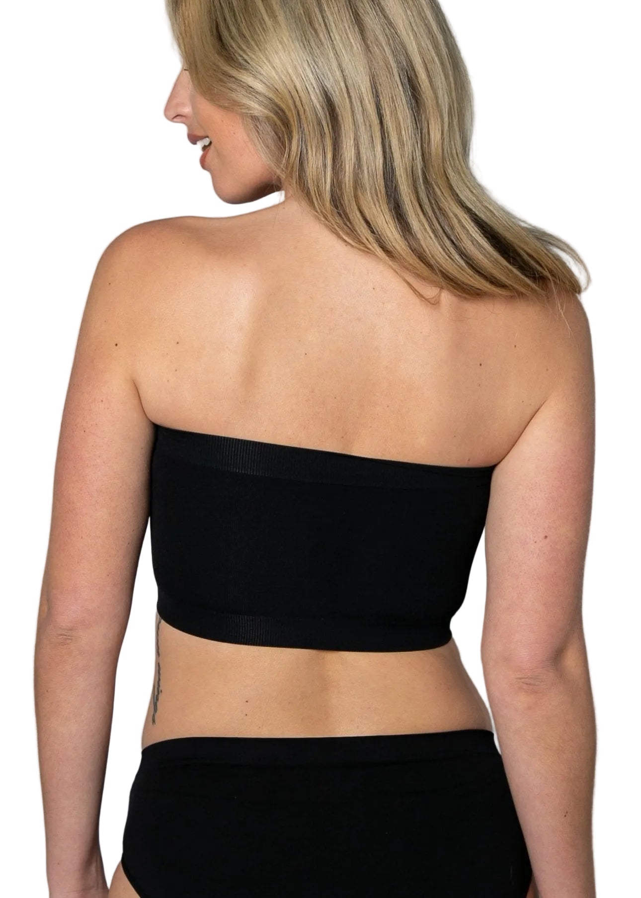 Style 9683 - Angel Seamless Underwire Bandeau Bra with Removable Pads - Black back