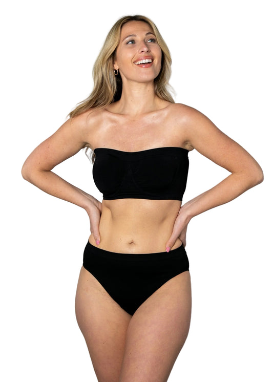 Style 9683 - Angel Seamless Underwire Bandeau Bra with Removable Pads - Black front
