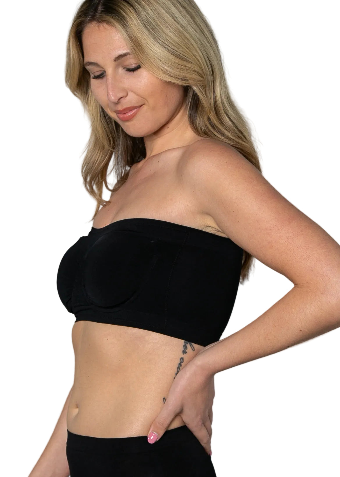 Style 9683 - Angel Seamless Underwire Bandeau Bra with Removable Pads - Black side