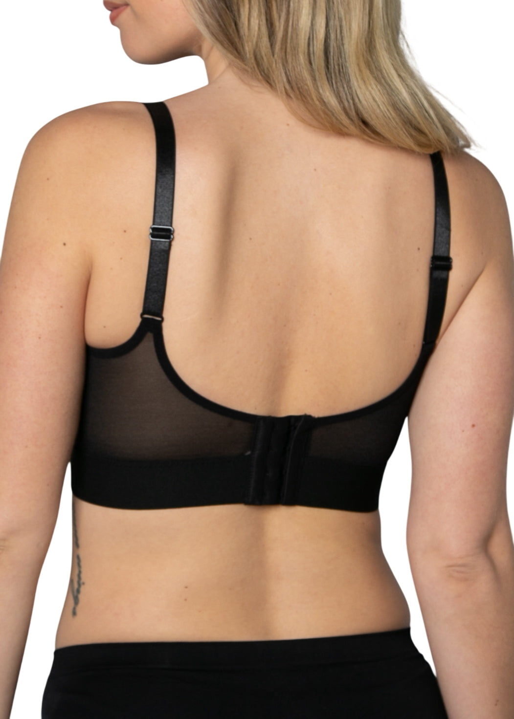 Style-B4107-LACE MOLDED CUP BRA WITH BACK CLOSURE-Black-Back