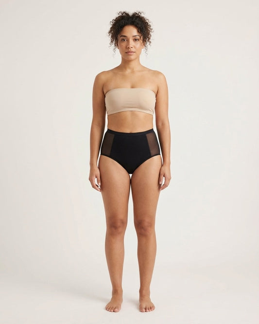 Sheer Side Panel Leakproof High Waisted Brief - Moderate Hold