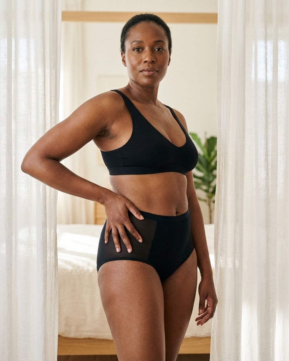 Sheer Side Panel Leakproof High Waisted Brief - Moderate Hold